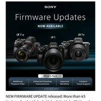 NEW FIRMWARE UPDATE released: More than 45 Updates for the Alpha 1, Alpha 9 III, Alpha 7S III, and Alpha 7 IV