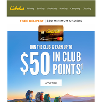 Kickoff Your Next Experience In The Outdoors With Up To $50 In CLUB Points!