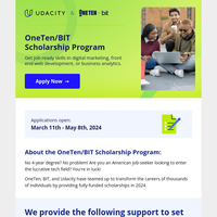 Apply now for the OneTen/BIT Scholarship and build your future in tech