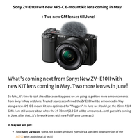 New Sony ZV-E10II with new KIT lens coming in May. Two more lenses in June!