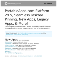 PortableApps.com Platform 29.5, Seamless Taskbar Pinning, New Apps, Legacy Apps, & more!