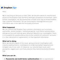 Information regarding your Dropbox Sign (formerly HelloSign) account