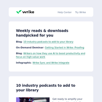 Here are your weekly downloads from Wrike!