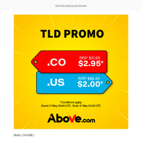 Get up to 90%+ Discount on .CO, .US domains at Above.com