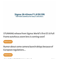 STUNNING release from Sigma: World's first f/1.8 Full Frame autofocus zoom lens is coming soon!