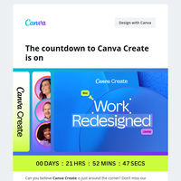 Last chance to register for Canva Create 📣