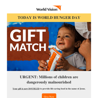 World Hunger Day match: Double your gift!