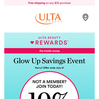 Hey {NAME} 👋 Here’s 10% off when you join Ulta Beauty Rewards