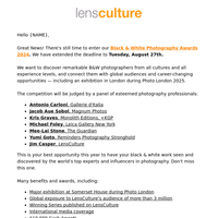 {NAME} ~ DEADLINE EXTENDED for our Black & White Photography Awards 2024