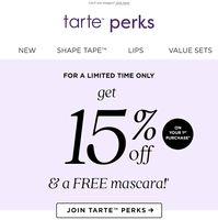 {NAME}, want 15% off + free mascara?