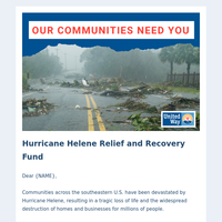 Hurricane Helene: Relief and Recovery Fund