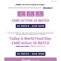 Tick tick tick... *3X MATCH* for World Food Day ending!