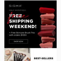 Free Shipping Weekend + 3 Free Brushes