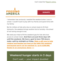 We need 700 people to help provide weekend meals