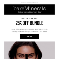 Bundle and save: 25% OFF concealer and setting powder