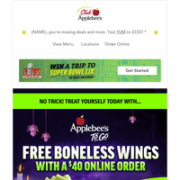 Get 10 FREE Boneless Wings – today only