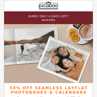 Get 50% Off Layflat Photobooks & Calendars! 🔥