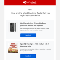 National Sandwich Day Deals at Firehouse Subs + Subway, Costco LG TVs on Sale, Wealthsimple iPhone Promo, Free Nuggets at Wendy's + More