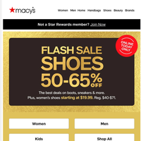 Shoes Flash Sale: 50-65% off styles for women, men & kids