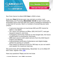 Next week: Attend SMX for actionable search marketing training