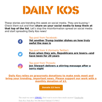 Daily Kos stories shared on social media: