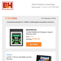 Today's Deals: Delkin Devices 512GB POWER 4.0 CFexpress Type B Memory Card, FeelWorld 7\