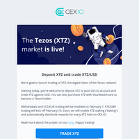 Tezos (XTZ) deposits and trading are live!