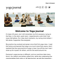 Welcome to your free Yoga Journal account!