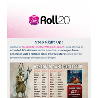 🎪🃏Enjoy a Free Rollable Table in Roll20's September Newsletter!🃏🎪