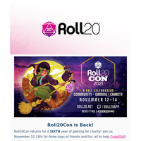 🍁🐉 Save the Date: Roll20Con 2021 is November 12-14! 🐉🍁