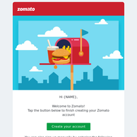 Finish creating your account on Zomato