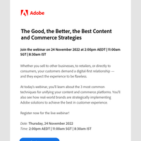 [Webinar Today] The Good, the Better, the Best Content and Commerce Strategies