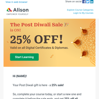 Post Diwali Sale is ON, {NAME}! 🎉