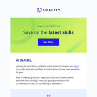 {NAME}, save $$ on your Udacity subscription